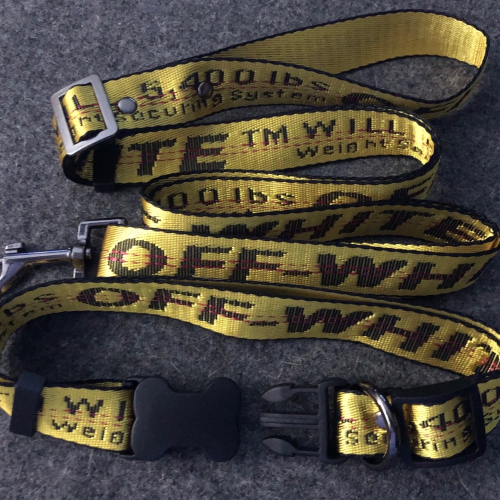 Yellow “Off-White” Collar & Leash Set